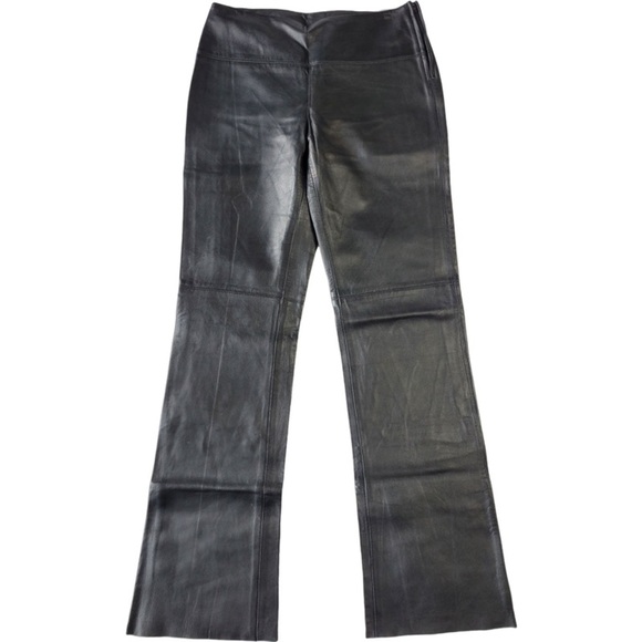 Express women’s black 100% leather bootcut pants size 5/6 - Picture 1 of 11